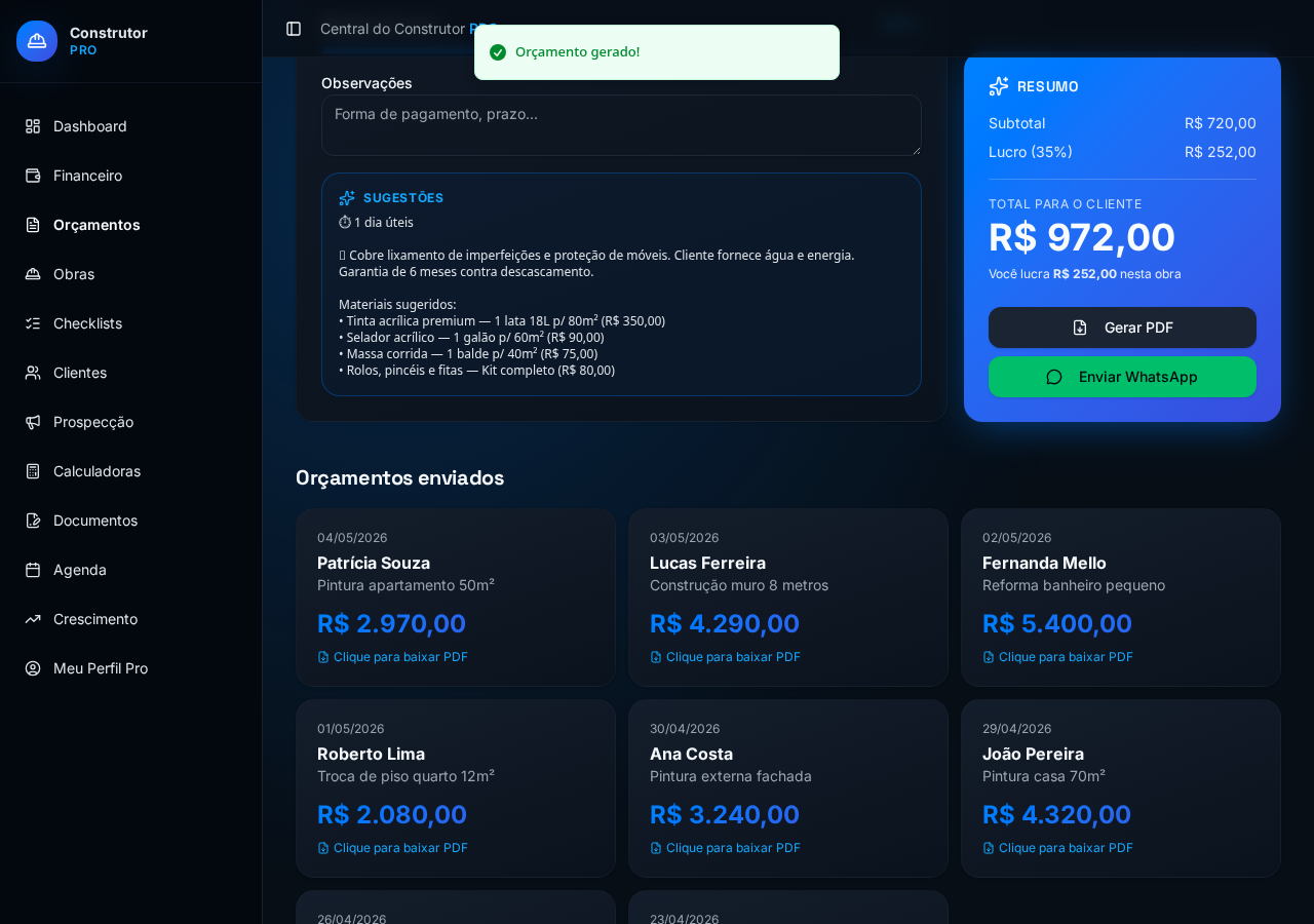Propostas enviadas de verdade